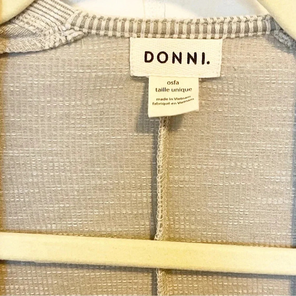 Anthropologie DONNI. Ribbed Open Front Sweater Cardigan beige OSFA - Picture 4 of 9